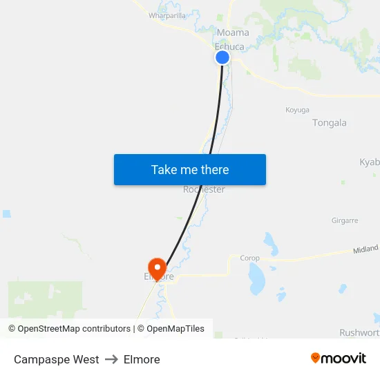 Campaspe West to Elmore map