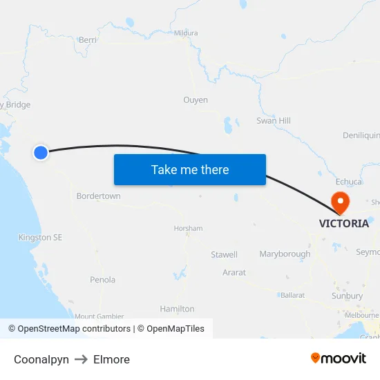 Coonalpyn to Elmore map