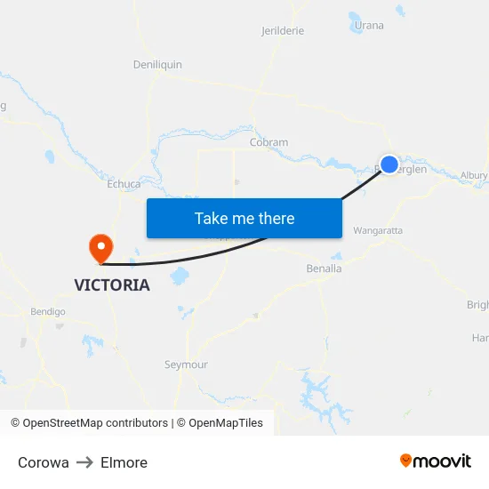 Corowa to Elmore map
