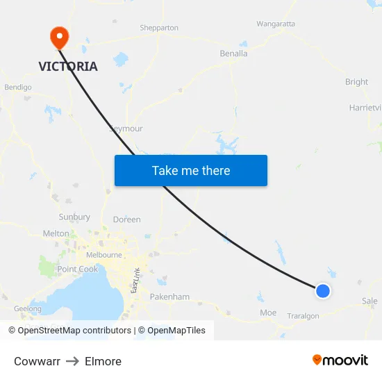 Cowwarr to Elmore map