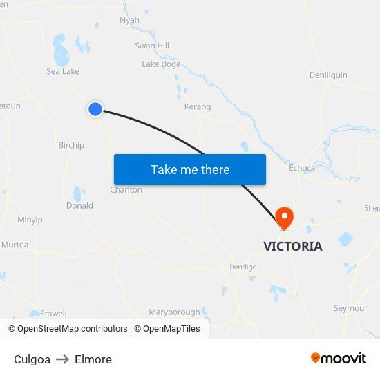 Culgoa to Elmore map