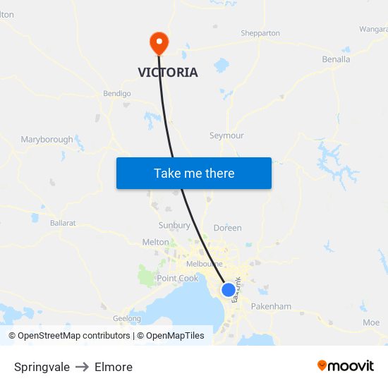 Springvale to Elmore map