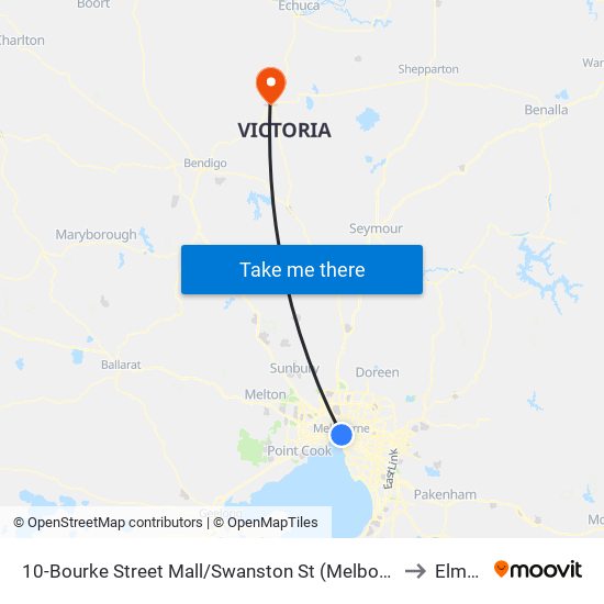 10-Bourke Street Mall/Swanston St (Melbourne City) to Elmore map