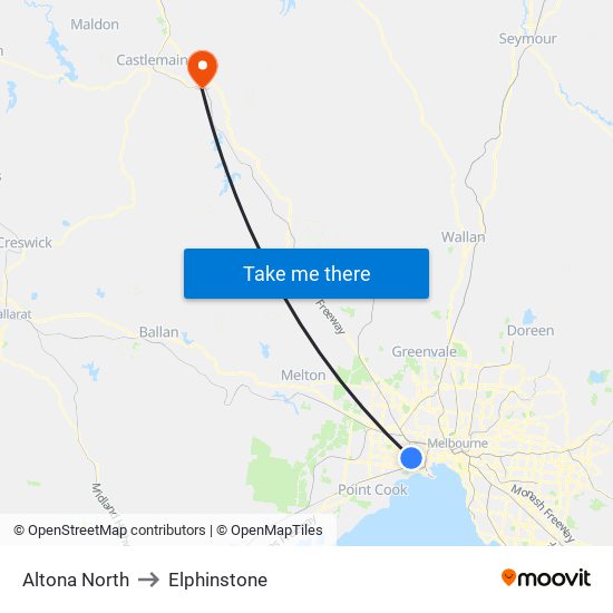 Altona North to Elphinstone map