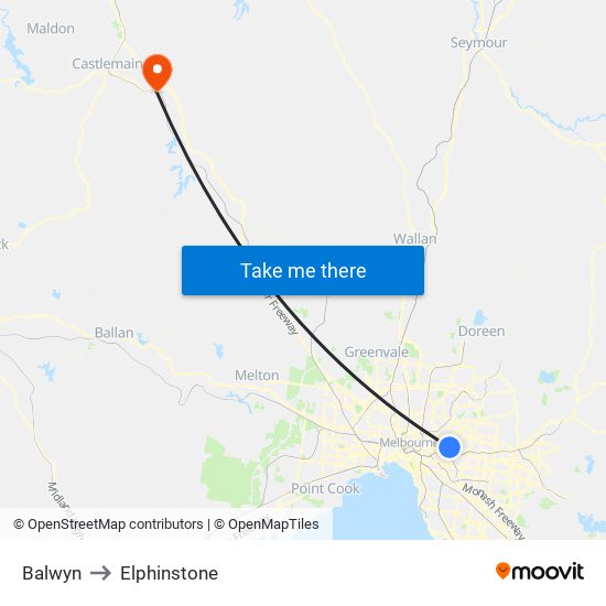 Balwyn to Elphinstone map