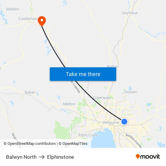 Balwyn North to Elphinstone map