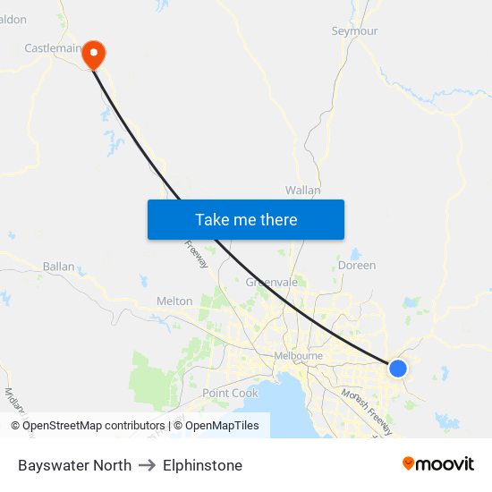 Bayswater North to Elphinstone map