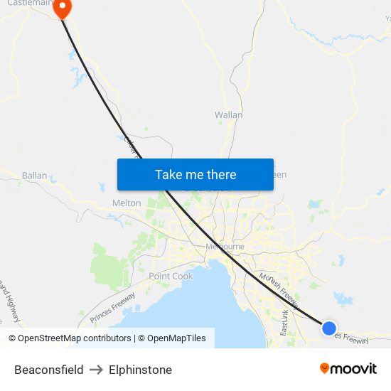 Beaconsfield to Elphinstone map