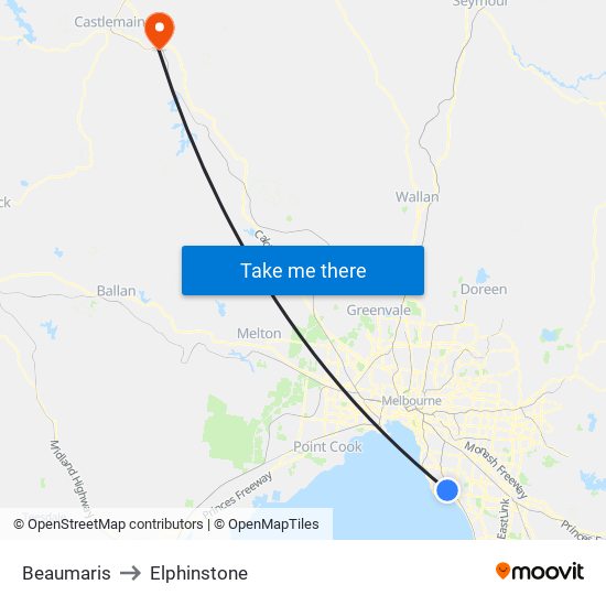 Beaumaris to Elphinstone map