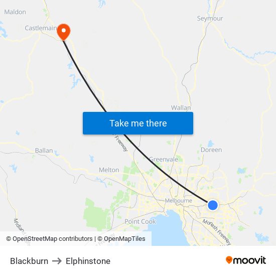 Blackburn to Elphinstone map