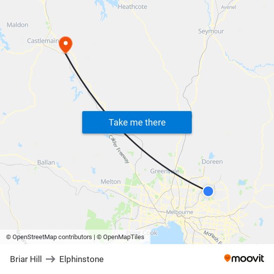 Briar Hill to Elphinstone map