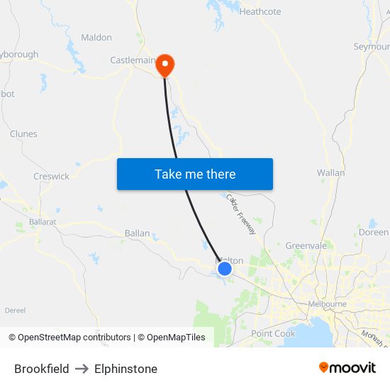 Brookfield to Elphinstone map