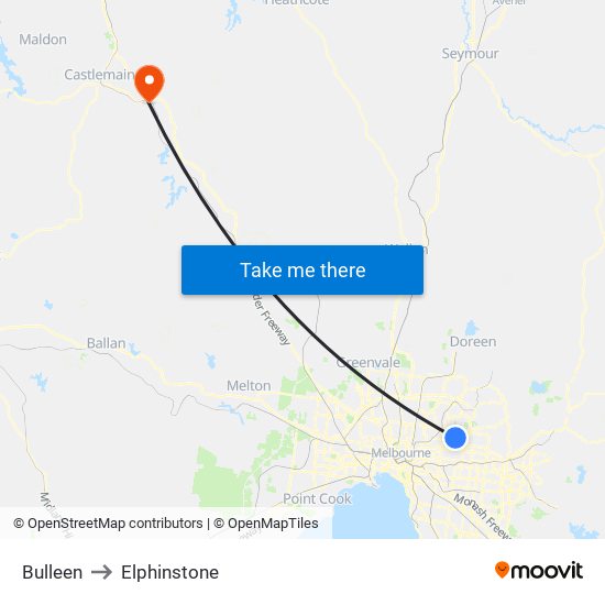 Bulleen to Elphinstone map