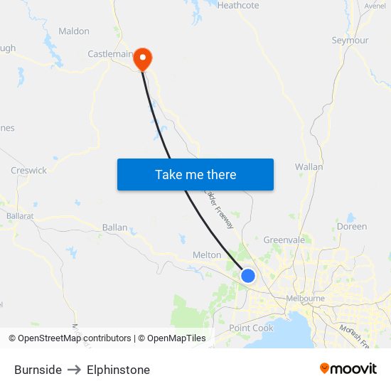 Burnside to Elphinstone map