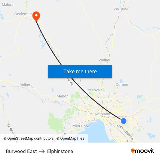 Burwood East to Elphinstone map