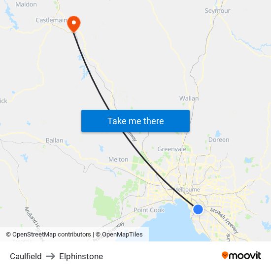 Caulfield to Elphinstone map