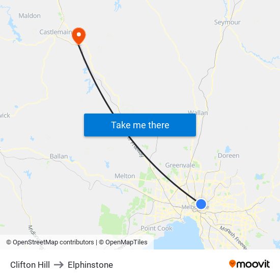 Clifton Hill to Elphinstone map