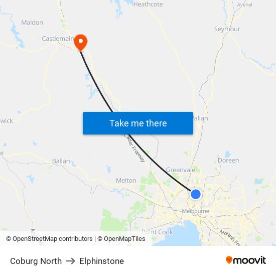 Coburg North to Elphinstone map