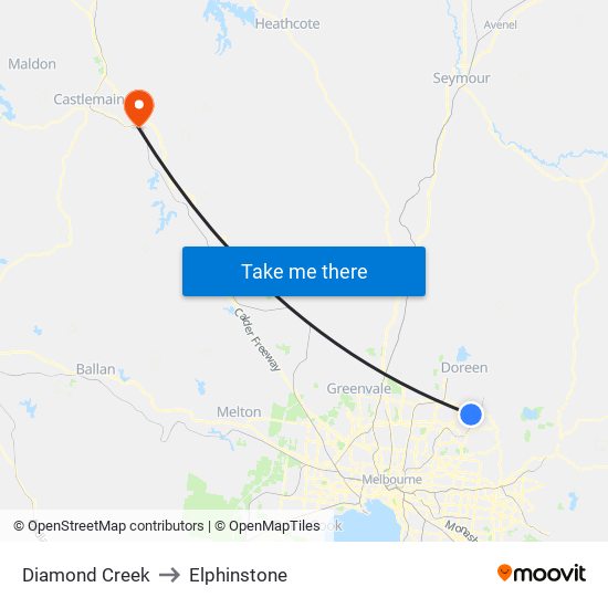 Diamond Creek to Elphinstone map