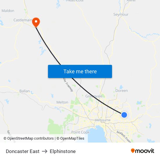 Doncaster East to Elphinstone map