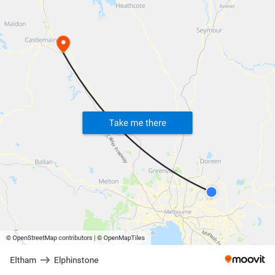 Eltham to Elphinstone map