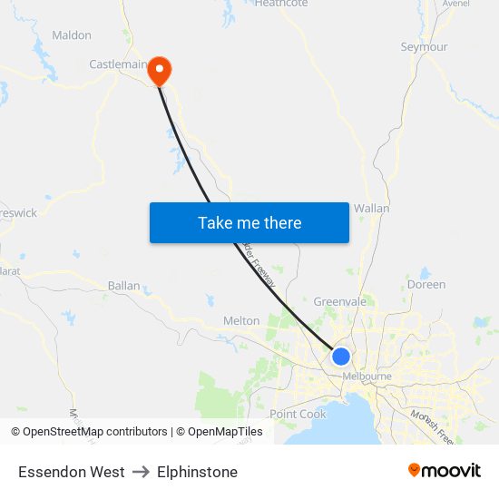Essendon West to Elphinstone map