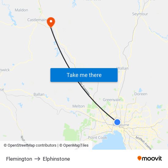 Flemington to Elphinstone map