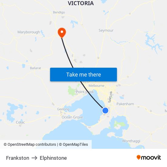 Frankston to Elphinstone map
