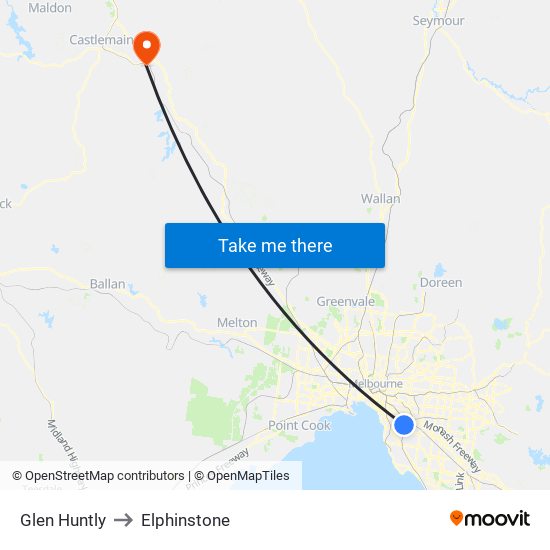 Glen Huntly to Elphinstone map