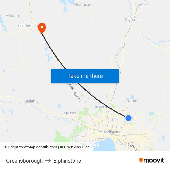 Greensborough to Elphinstone map