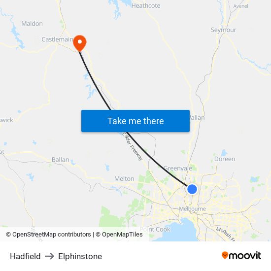 Hadfield to Elphinstone map