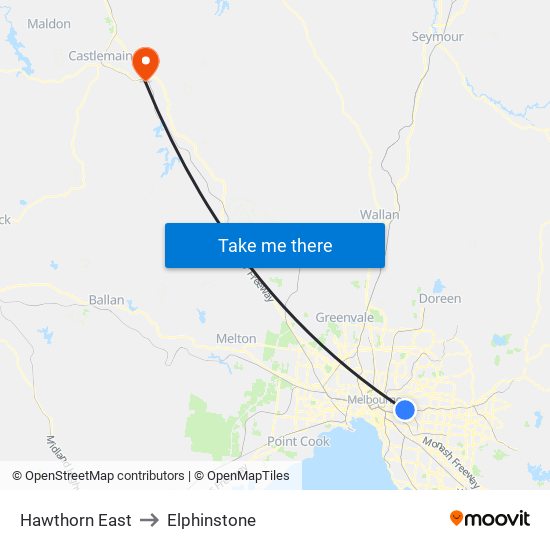 Hawthorn East to Elphinstone map