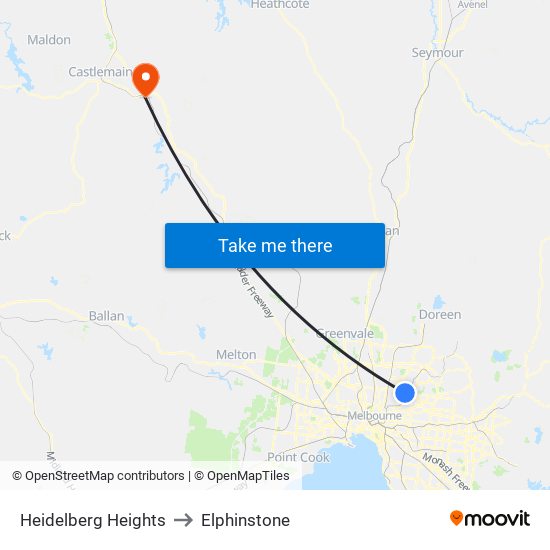 Heidelberg Heights to Elphinstone map