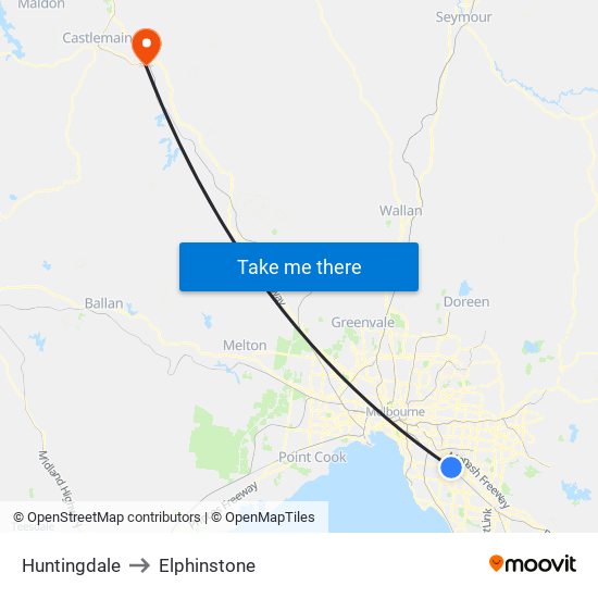 Huntingdale to Elphinstone map