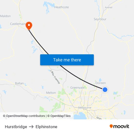 Hurstbridge to Elphinstone map