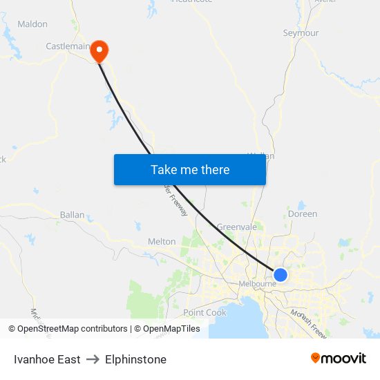 Ivanhoe East to Elphinstone map