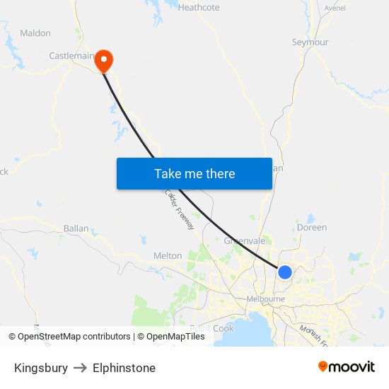 Kingsbury to Elphinstone map