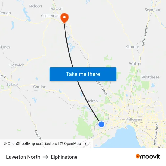 Laverton North to Elphinstone map