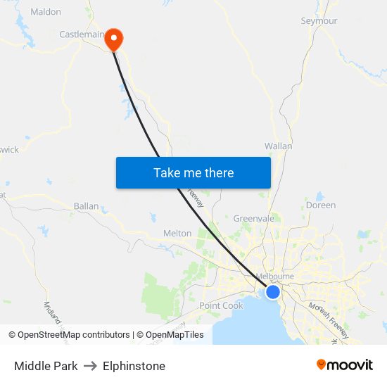 Middle Park to Elphinstone map