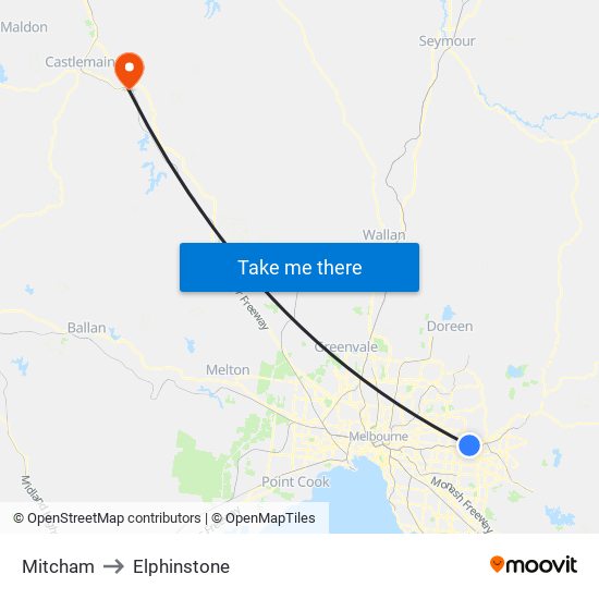 Mitcham to Elphinstone map