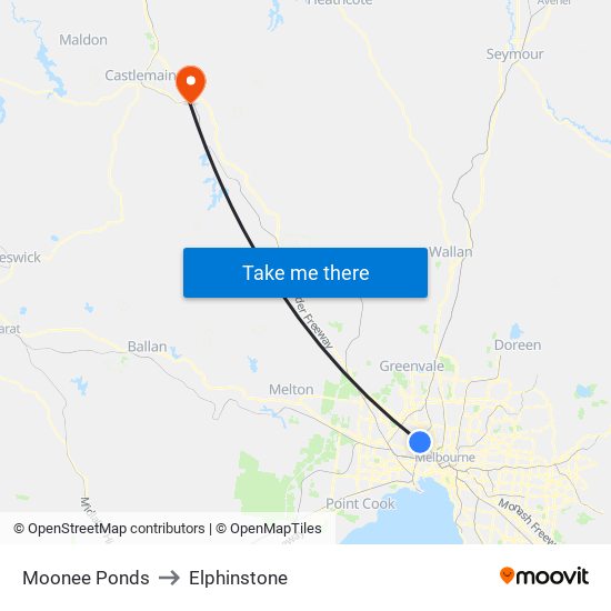 Moonee Ponds to Elphinstone map