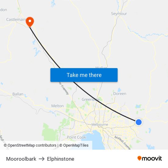 Mooroolbark to Elphinstone map