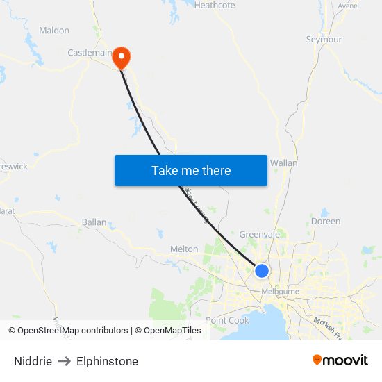 Niddrie to Elphinstone map