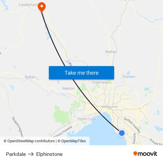 Parkdale to Elphinstone map