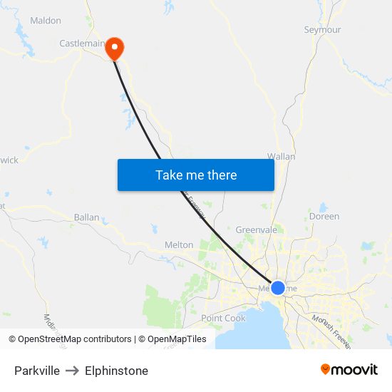 Parkville to Elphinstone map