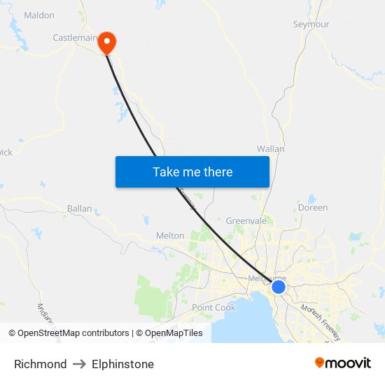 Richmond to Elphinstone map