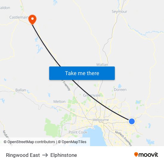 Ringwood East to Elphinstone map