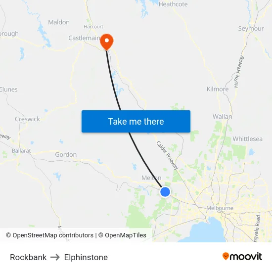 Rockbank to Elphinstone map