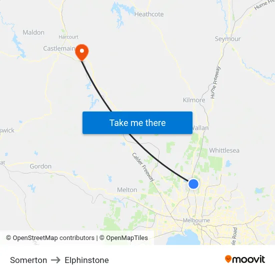 Somerton to Elphinstone map