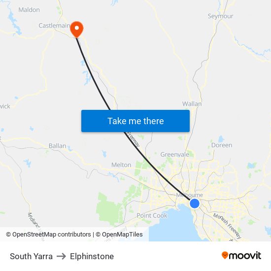 South Yarra to Elphinstone map